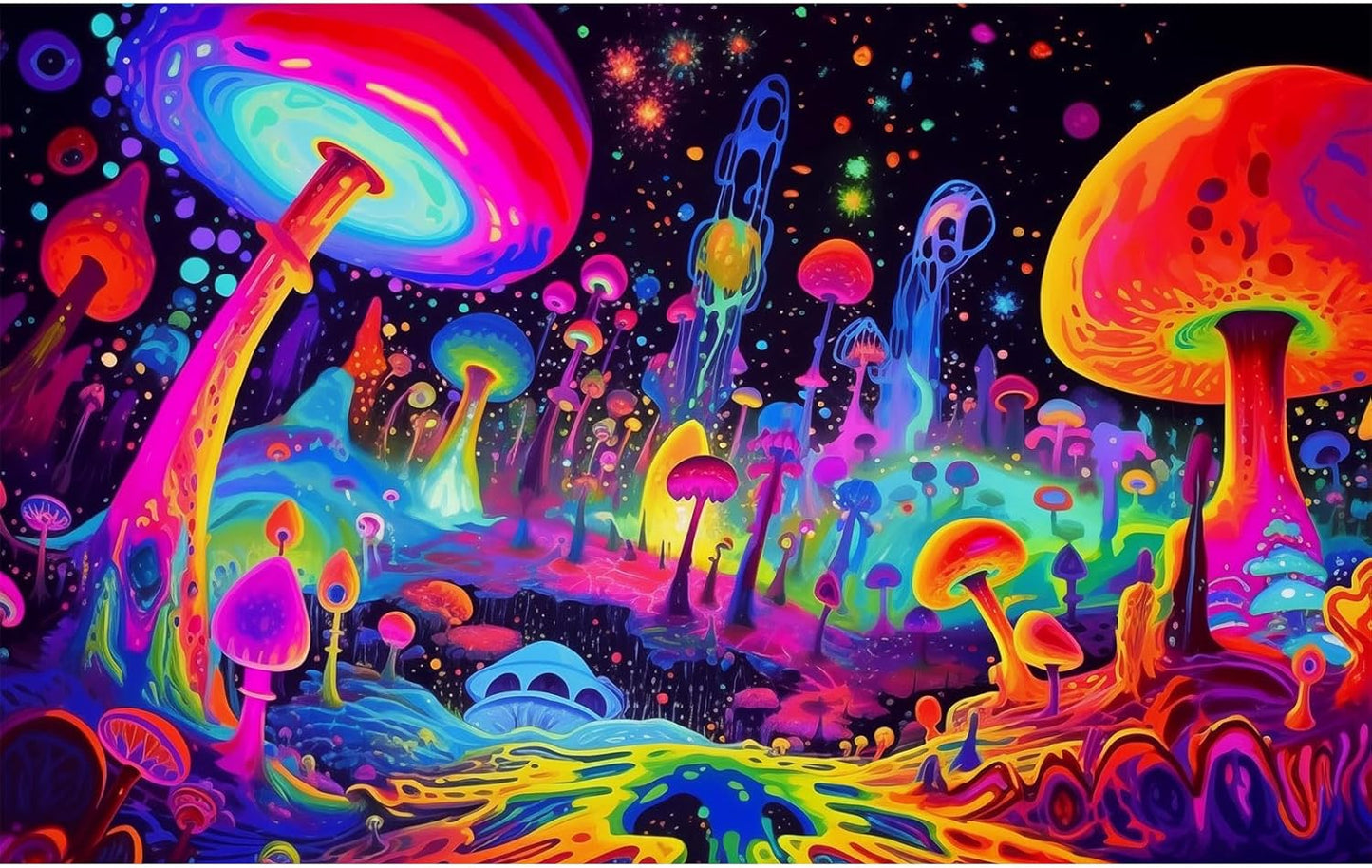 Fantasy Mushrooms Aquarium Background Abstract Mysterious Mushroom Landscape Terrarium Background Amazing Rainbow Mushrooms Theme Fish Tank Backdrop Poster Wallpaper Decorations Vinyl 48x18in
