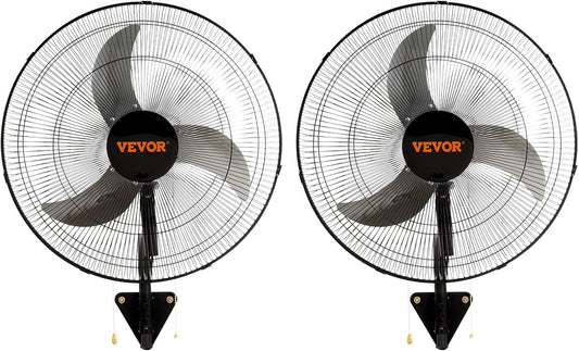 VEVOR Wall Mount Fan, 2 PCS 18 inch Oscillating, 3-speed High Velocity Max. 4000 CFM Industrial Wall Fan for Indoor, Commercial, Residential, Warehouse, Greenhouse, Workshop, Basement, Garage,Black