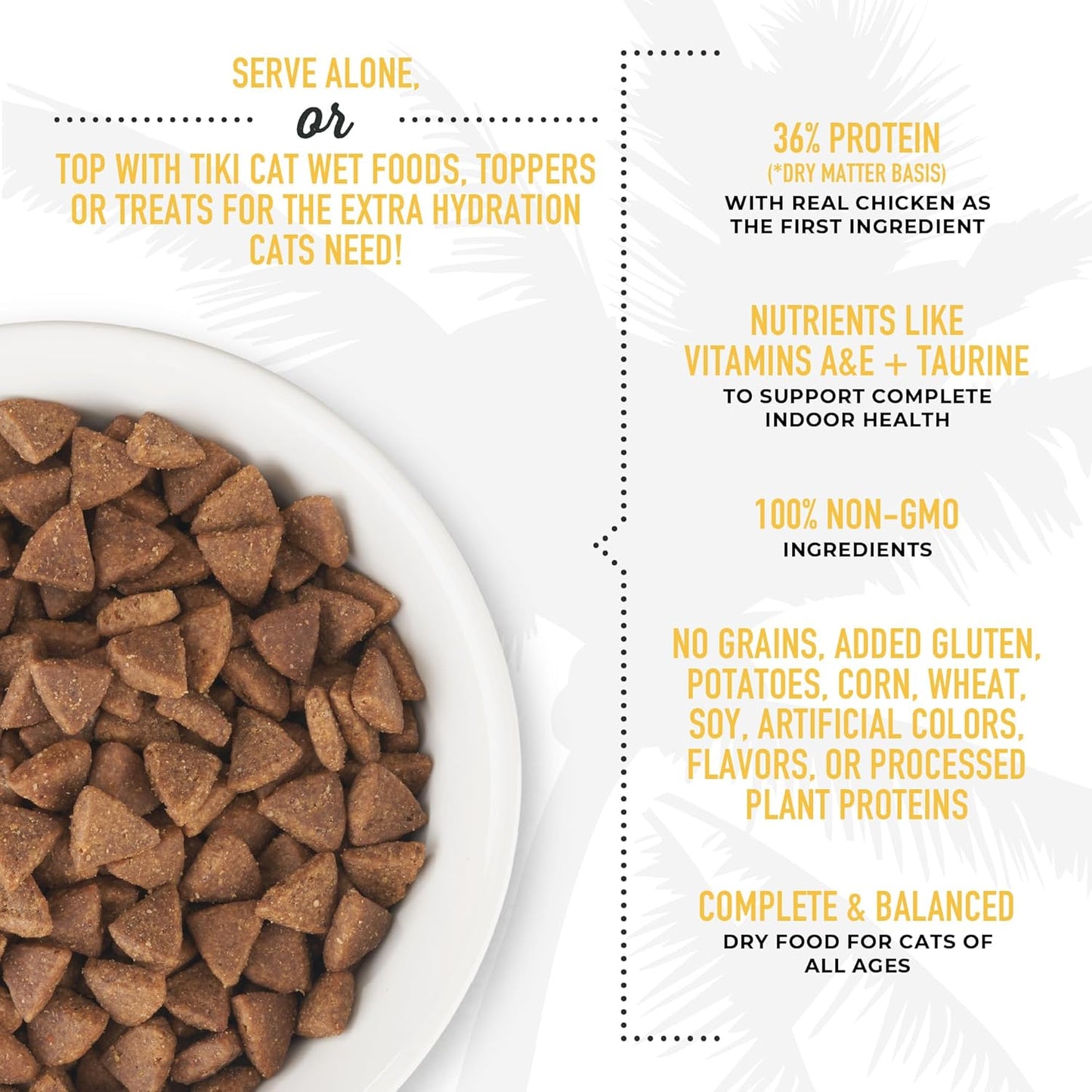 Tiki Cat Born Carnivore High Protein, Indoor Health, Chicken and Turkey Meal Recipe, Grain-Free Baked Kibble to Maximize Nutrients, Dry Cat Food, 3 lb. Bag