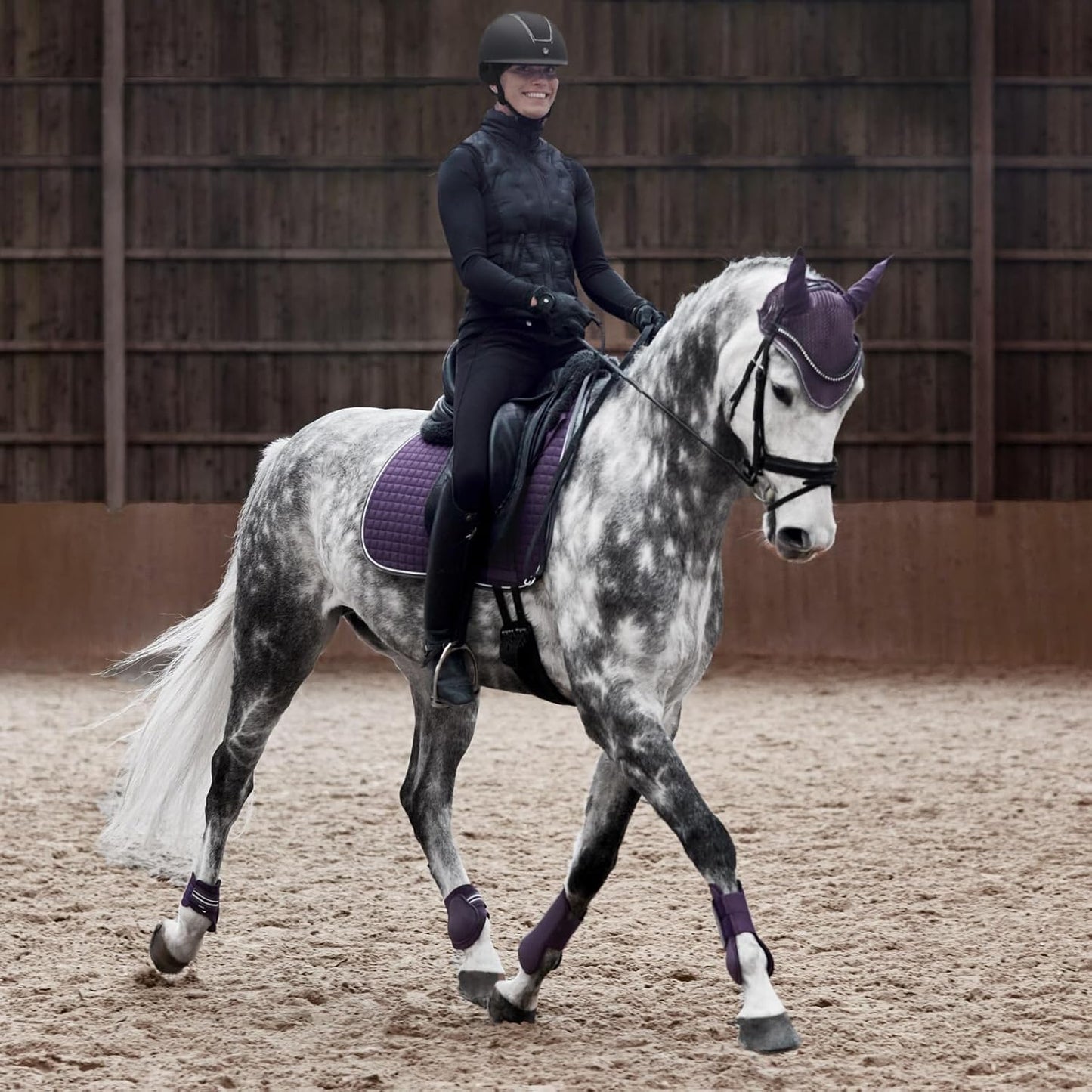 HORZE Adepto Quilted Quick-Dry Dressage Saddle Pad for Horses with Two-Tone Trim