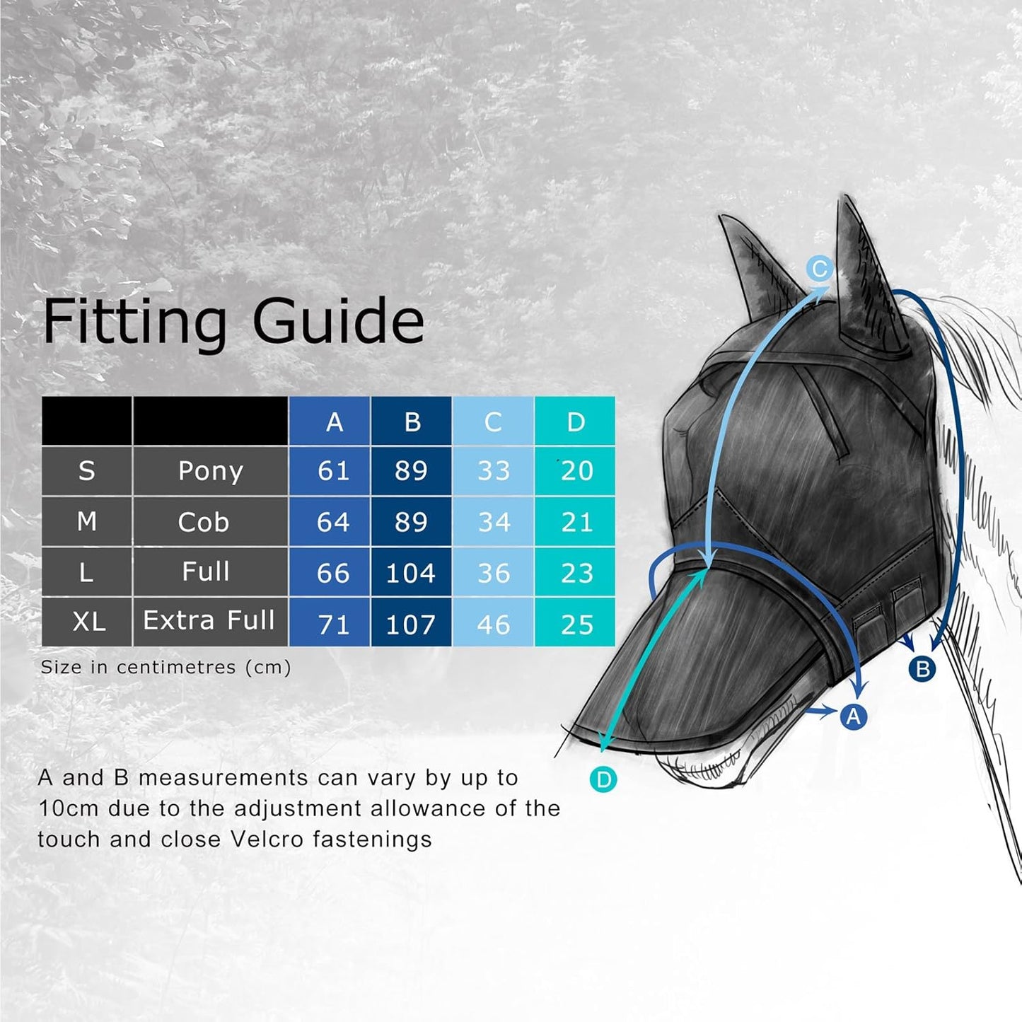 Harrison Howard CareMaster Horse Fly Mask Half Face with Ears Black Small Pony