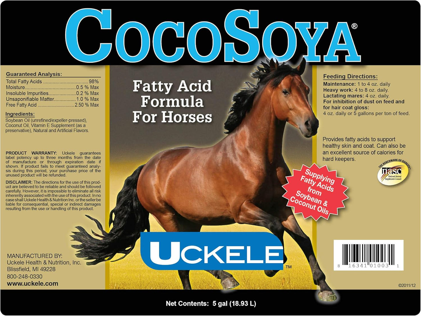 SmartEquine CocoSoya Oil | Oil for Skin and Coat | Contains Soybean and Coconut Oil for Overall Coat Shine and Horse Health | Nourishing Fatty Acids for a Lustrous Appearance | 5 Gallon