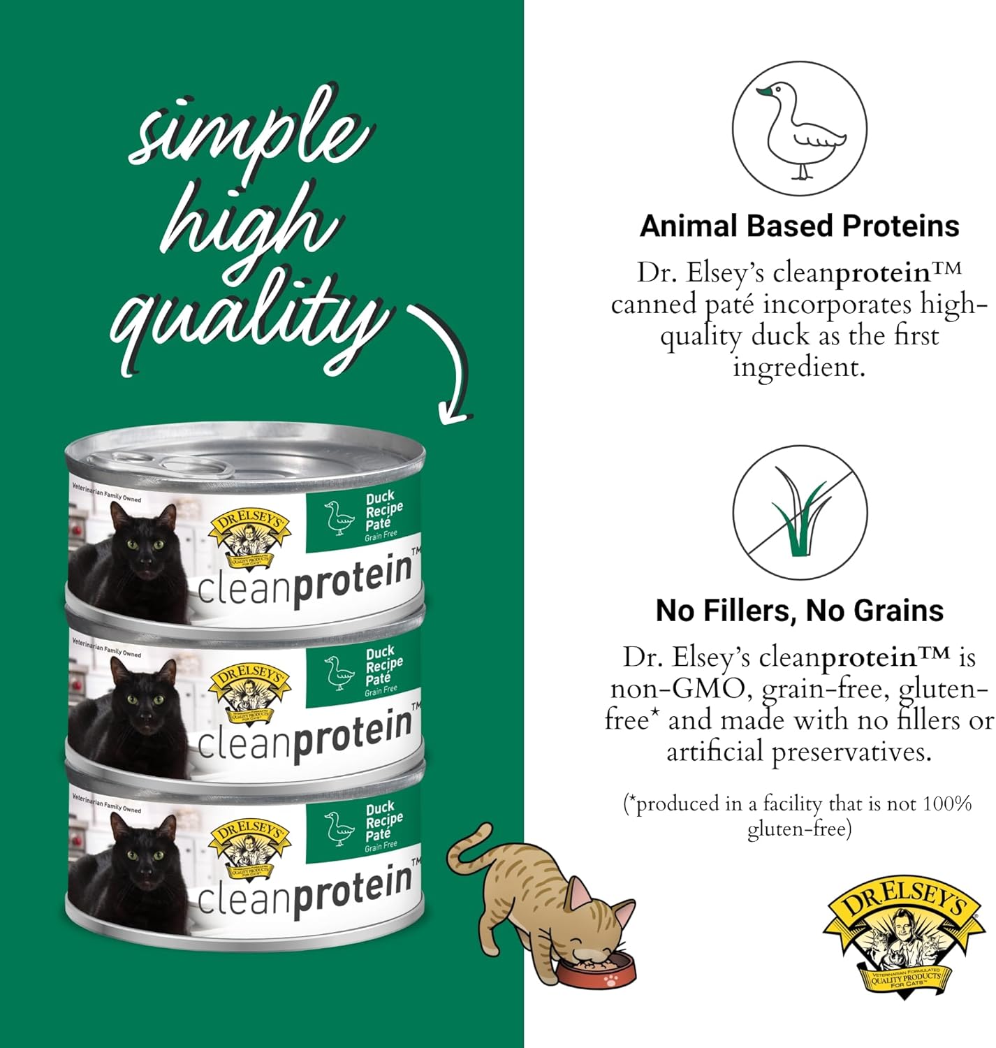 Dr. Elsey's cleanprotein Duck Recipe Wet Cat Food Case of 24, 2.75 oz Canned Food