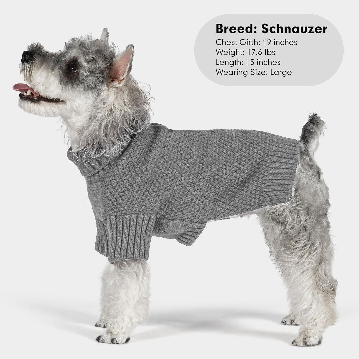 cyeollo Small Dog Sweater with Leash Hole Turtleneck Knitted Warm Dog Clothes Puppy Sweaters for Small Dogs, Grey S