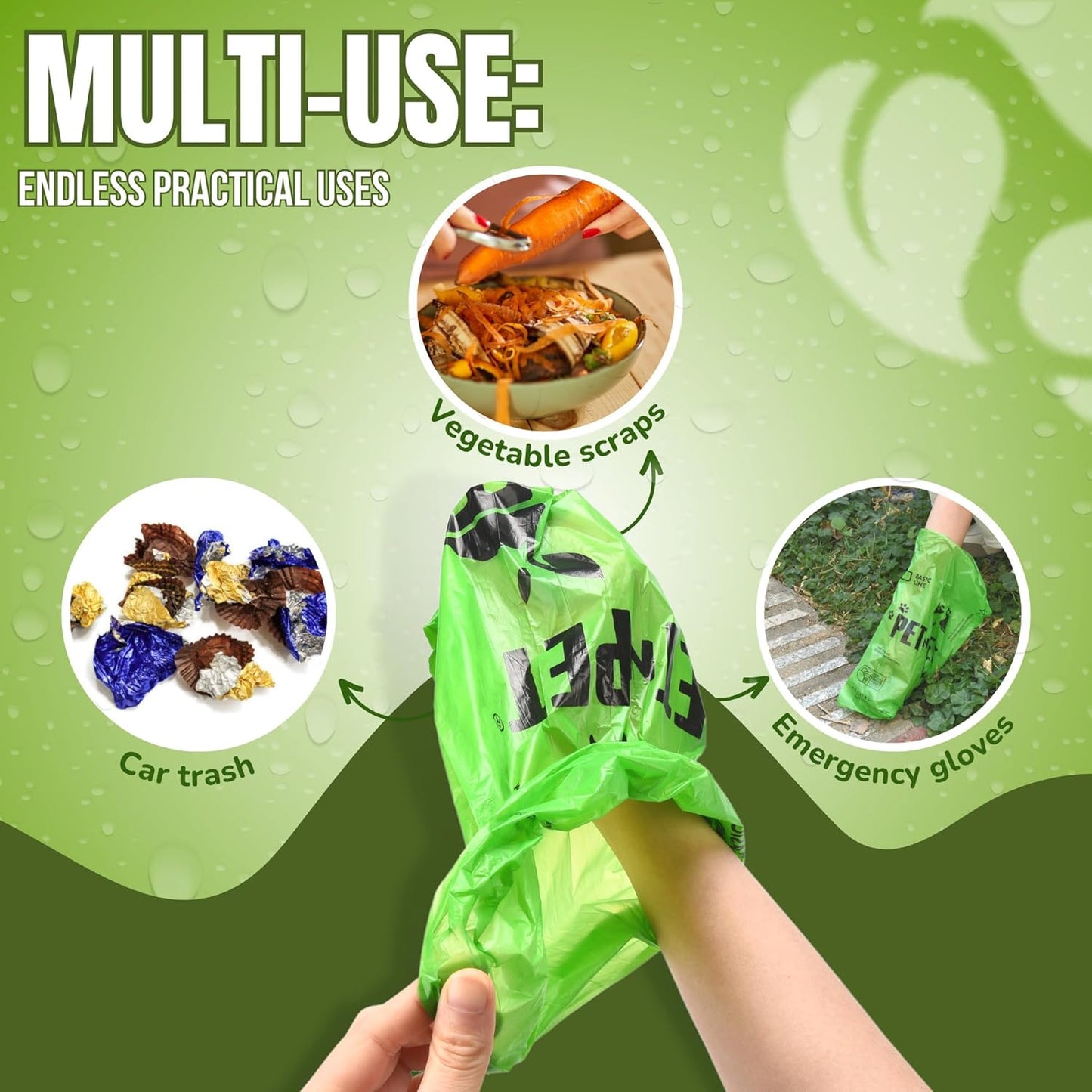 Pet N Pet 1080 Counts Green Poop Bags for Dogs, 41% Plant Based & 59% PE Extra Thick Dog Poop Bags Rolls, 9" x 13", Unscented Pet Waste Bag