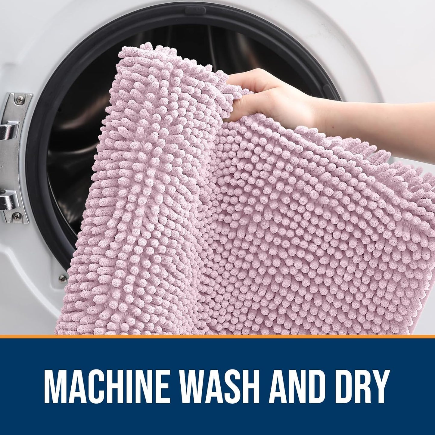 OLANLY Dog Door Mat for Muddy Paws 59x32, Absorbs Moisture and Dirt, Absorbent Non-Slip Washable Doormat, Quick Dry Chenille Mud Mat for Dogs, Entry Indoor Entryway Carpet for Inside Floor, Dusty Rose