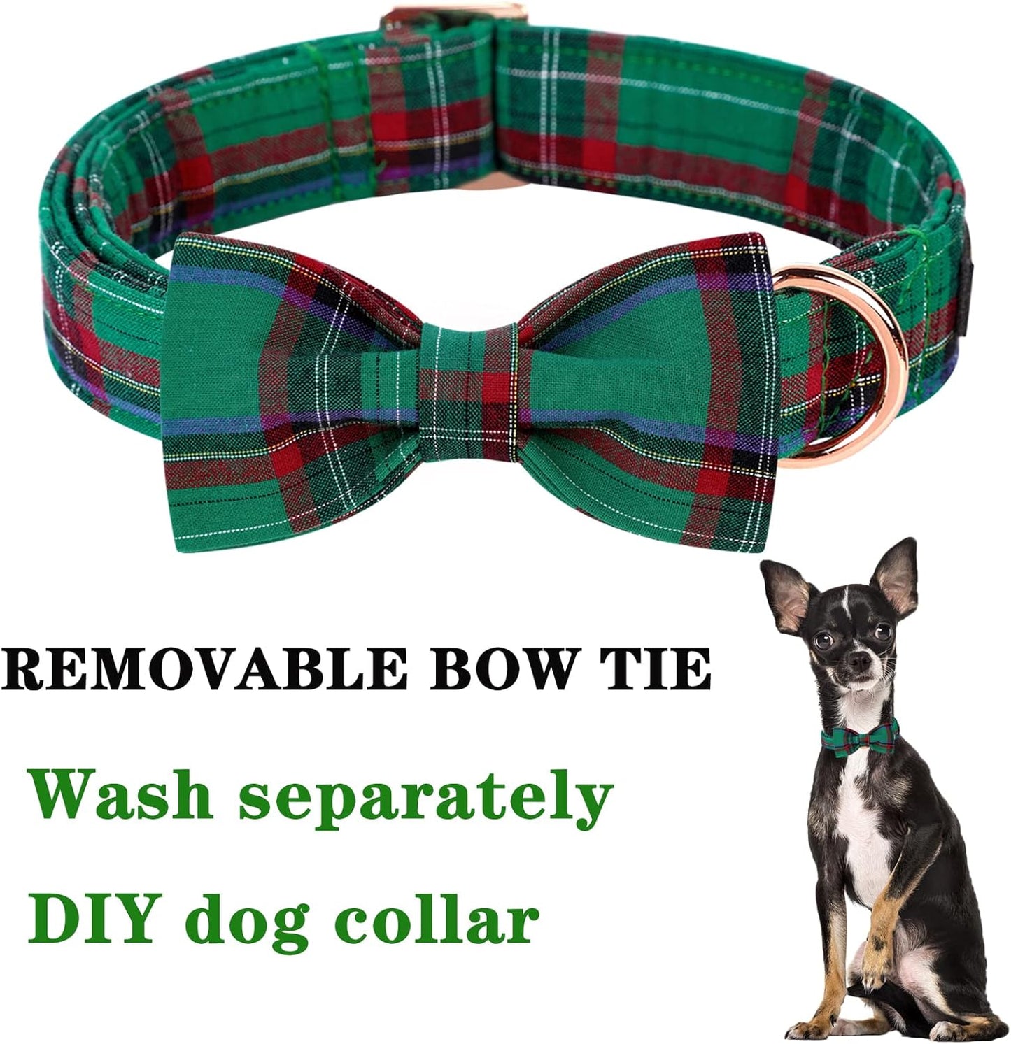 Unique style paws Dog Collar with Bow Tie Christmas Dog Collar for Small Medium Large Dogs with Adjustable Metal Buckle -M
