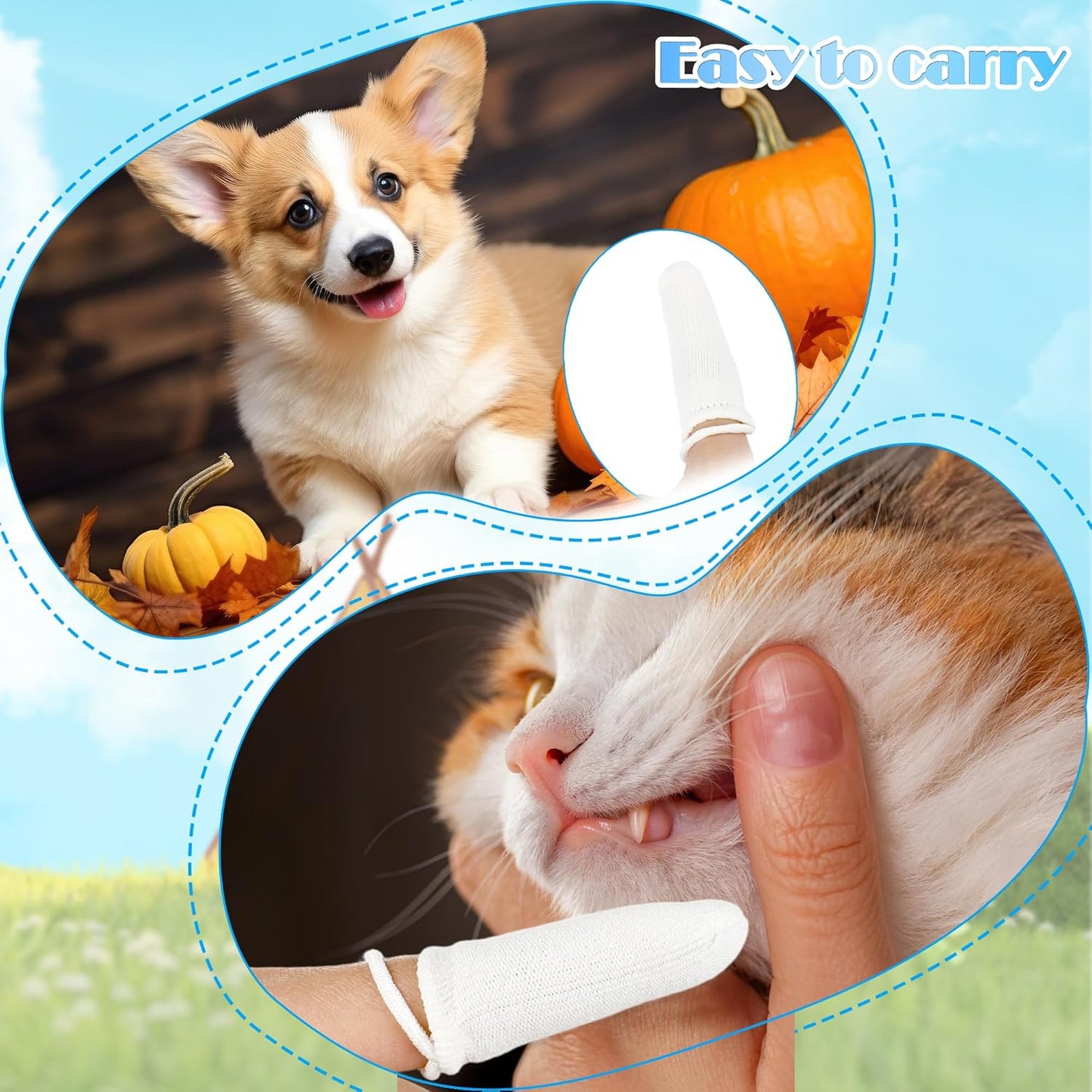 40 Pcs Fingerbrush for Dogs with Straps Dog Finger Toothbrush Fabric Soft Pet Dental Finger Brush for Dog Cat Teeth Cleaning Washable & Reusable Care Brushing Kit Reducing Plaque