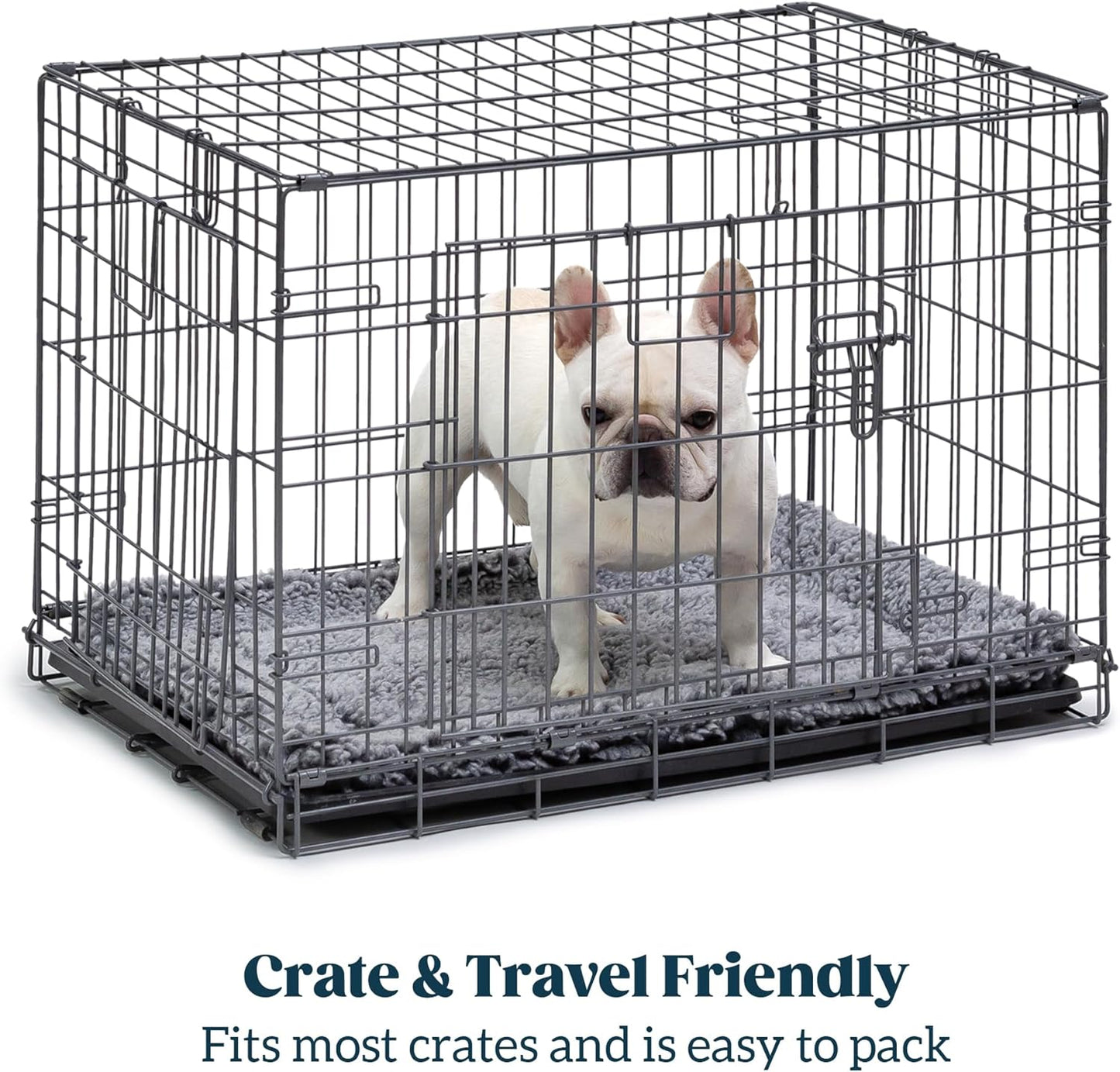Stoutwool Indestructible Dog Bed - Fluffy Chew Proof Dog Crate Pad - Tough Kennel Pad for Aggressive Chewers - Washable, Ideal for Medium Breeds & Fits 30-Inch Crate - 29"x18", Charcoal
