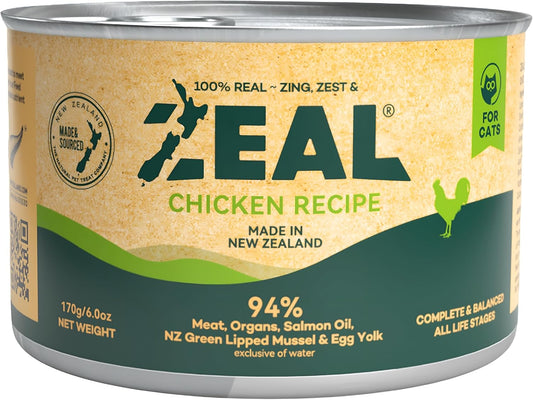 ZEAL New Zealand Wet Cat Food – High Protein, Grain-Free with Superfoods (Chicken, 6oz Can, 12-Pack)