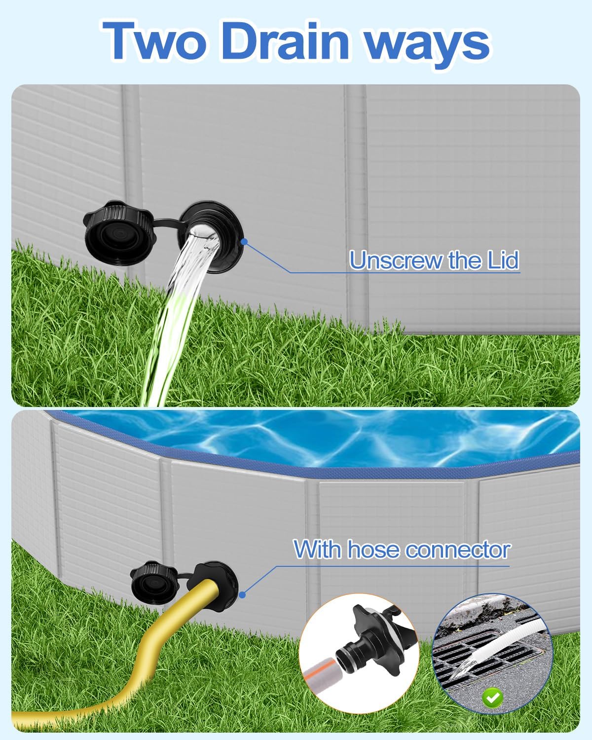 Dog Pool for Large Dogs,Foldable Plastic Pool for Dogs Slip-Resistant (XL - 87'' x 16'')
