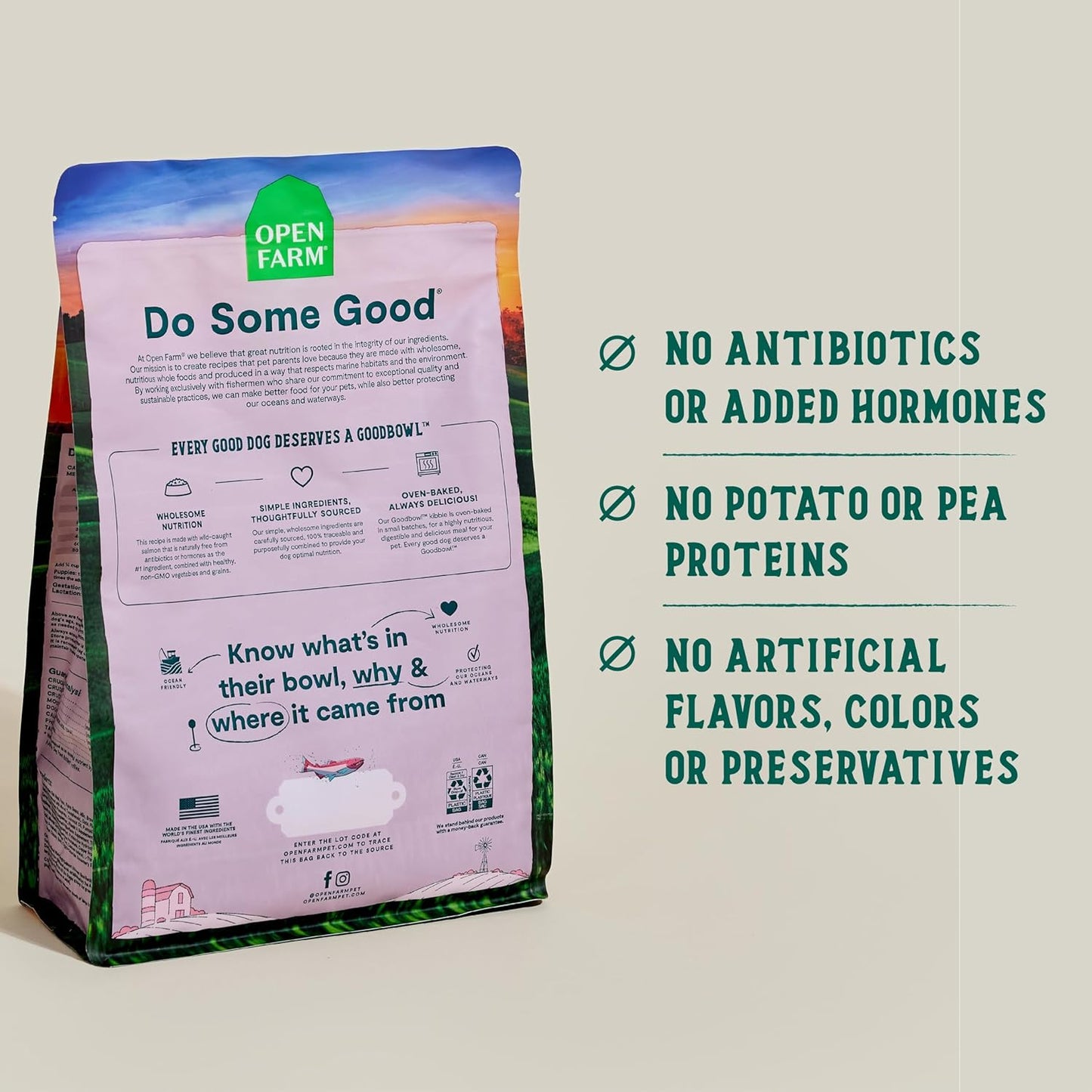 Open Farm Goodbowl, Oven-Baked Small Batch Dry Dog Food - Wild Caught Salmon & Brown Rice Recipe, Includes Non-GMO Produce & Grains, 22lb Bag (352oz Bag)