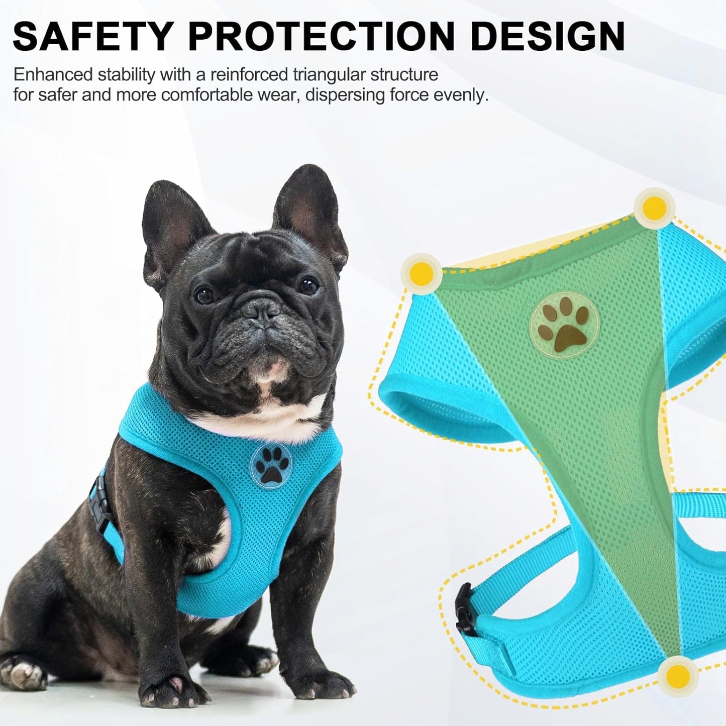 BINGPET No Pull Dog Harness,Soft Mesh Breathable All Weather Vest Harness,Safety Protection Design Durable Adjustable Step-in Easy Walk Dog Harness for Small Medium Large Dogs(RoyalBlue,M)