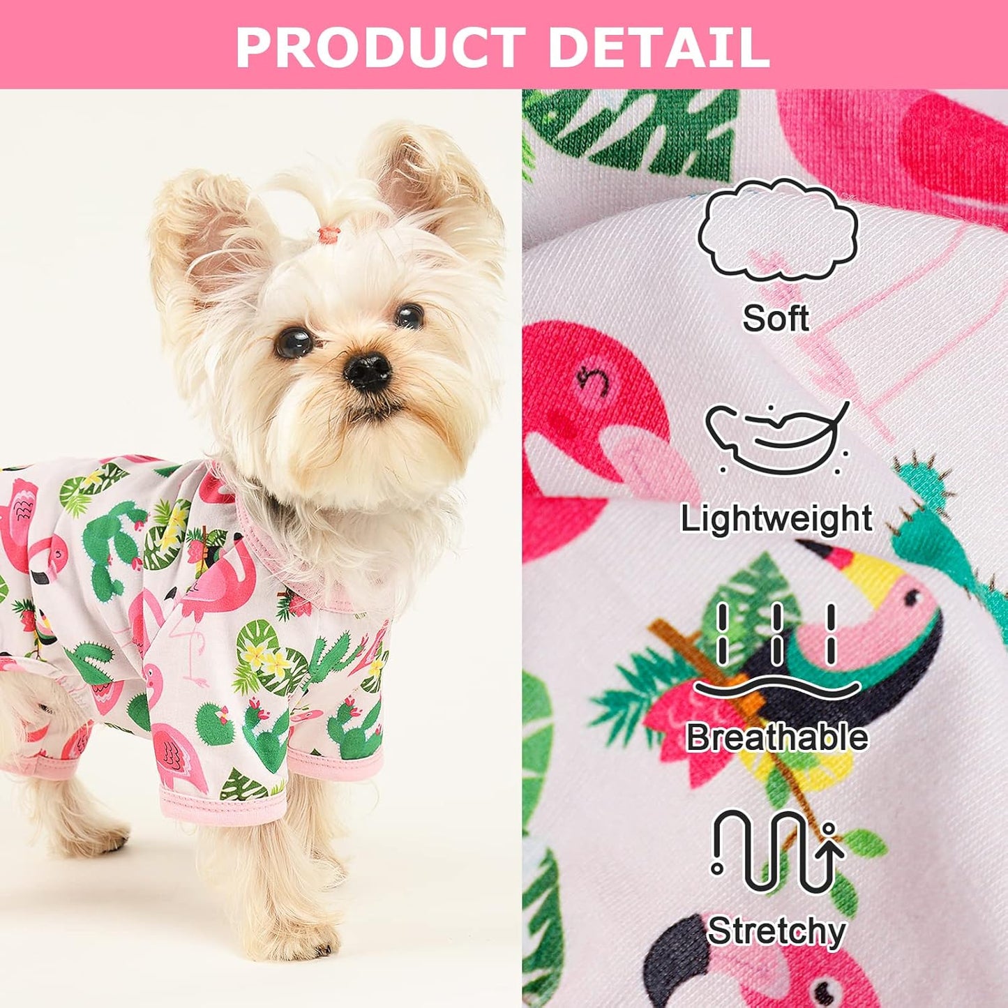 Dog Pajamas Pjs Summer Dog Clothes for Small Dogs Girl - Boy - Medium Size Dogs, Soft Stretchy Puppy Clothes Fall Doggie Onesies Cat Pet Jammies Outfit (Flamingo Pink, Large)
