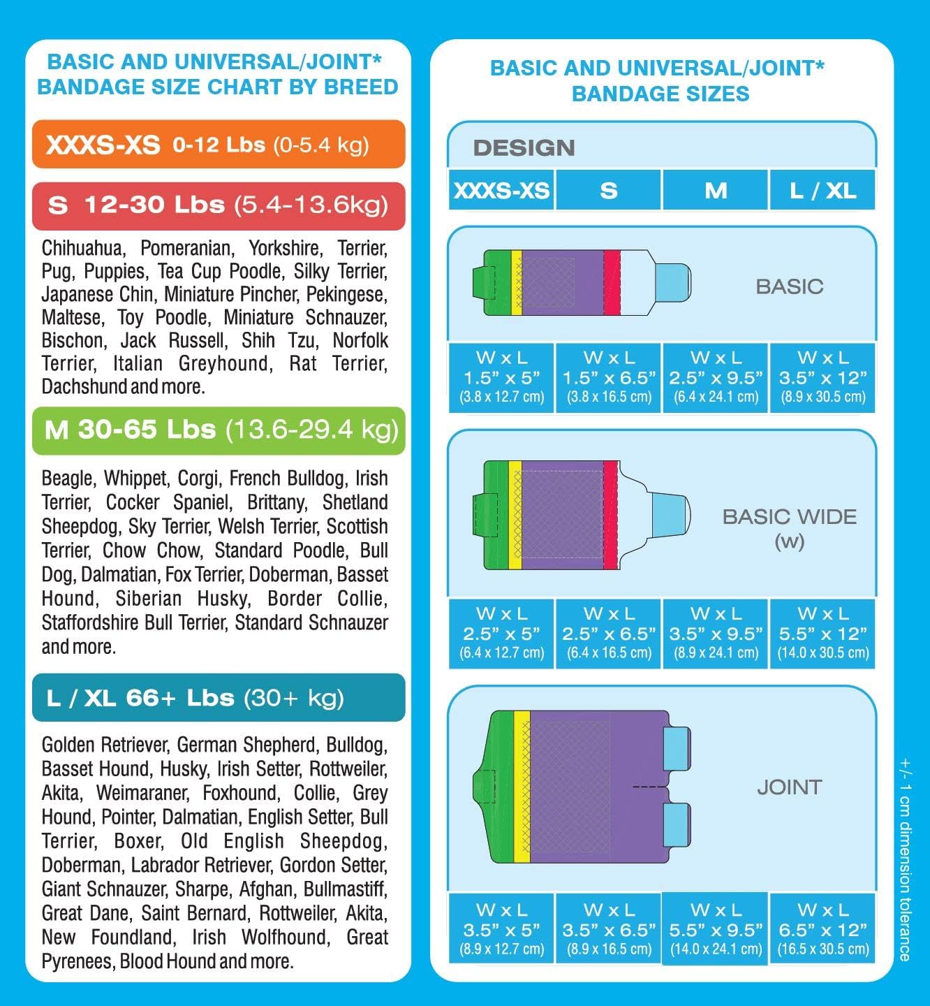 Basic Leg Bandages for Dogs, Cats and Other Pets First Aid Non-Adhesive Fur Friendly - Value 16 Pack (Standard,& Wide) (Medium)