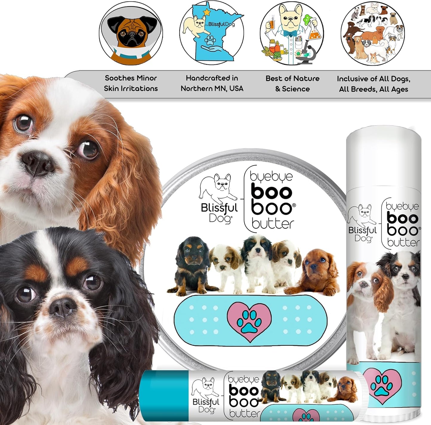 The Blissful Dog 8 oz TIN Cavalier King Charles Spaniel Booboo Butter