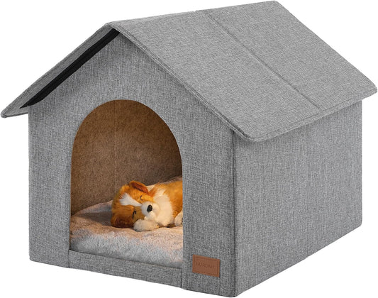 Indoor Dog House with Washable Plush Cushion - Small Size, Suitable for Small Dogs & Adult Cats