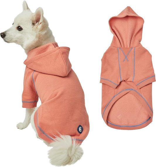 Blueberry Pet Essentials Dog Hoodie – 24 inch, Cotton‑Blend Sweatshirt with Hood, Coral, Machine‑Washable Small‑Dog Jersey
