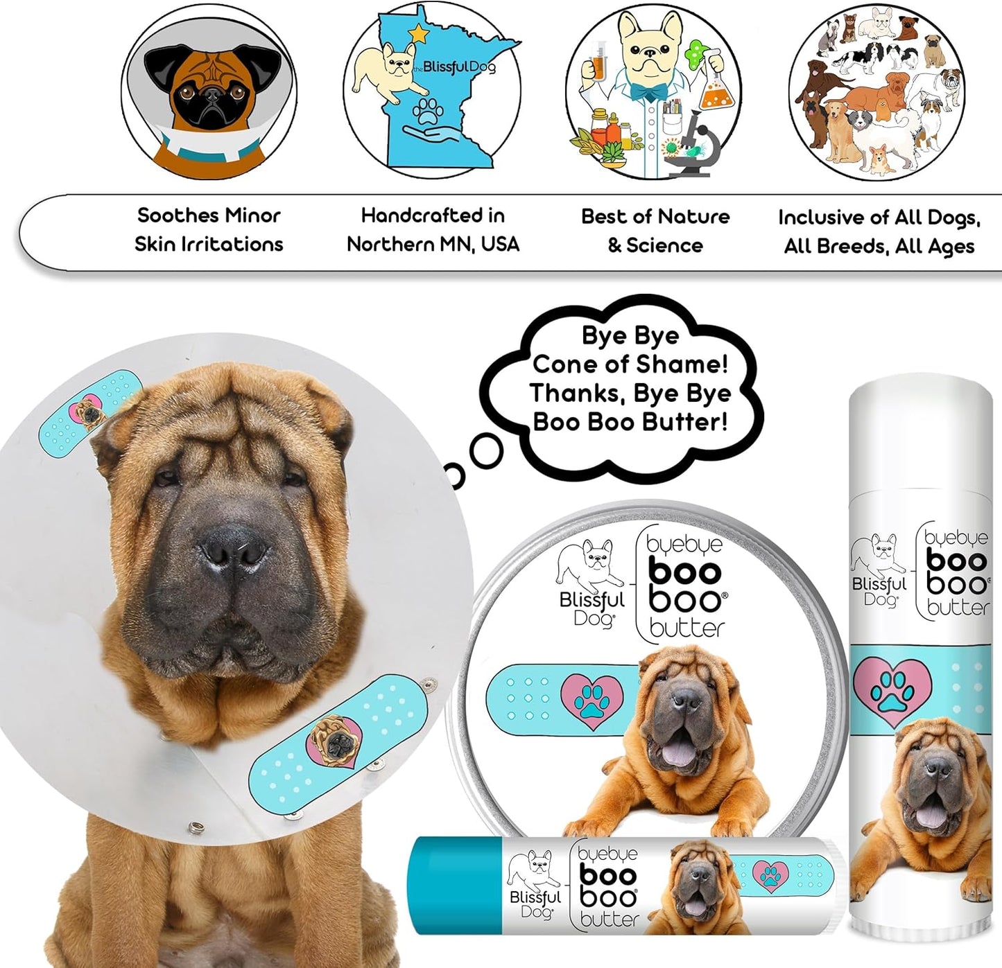 The Blissful Dog .15 oz Tube Chinese Shar Pei Booboo Butter