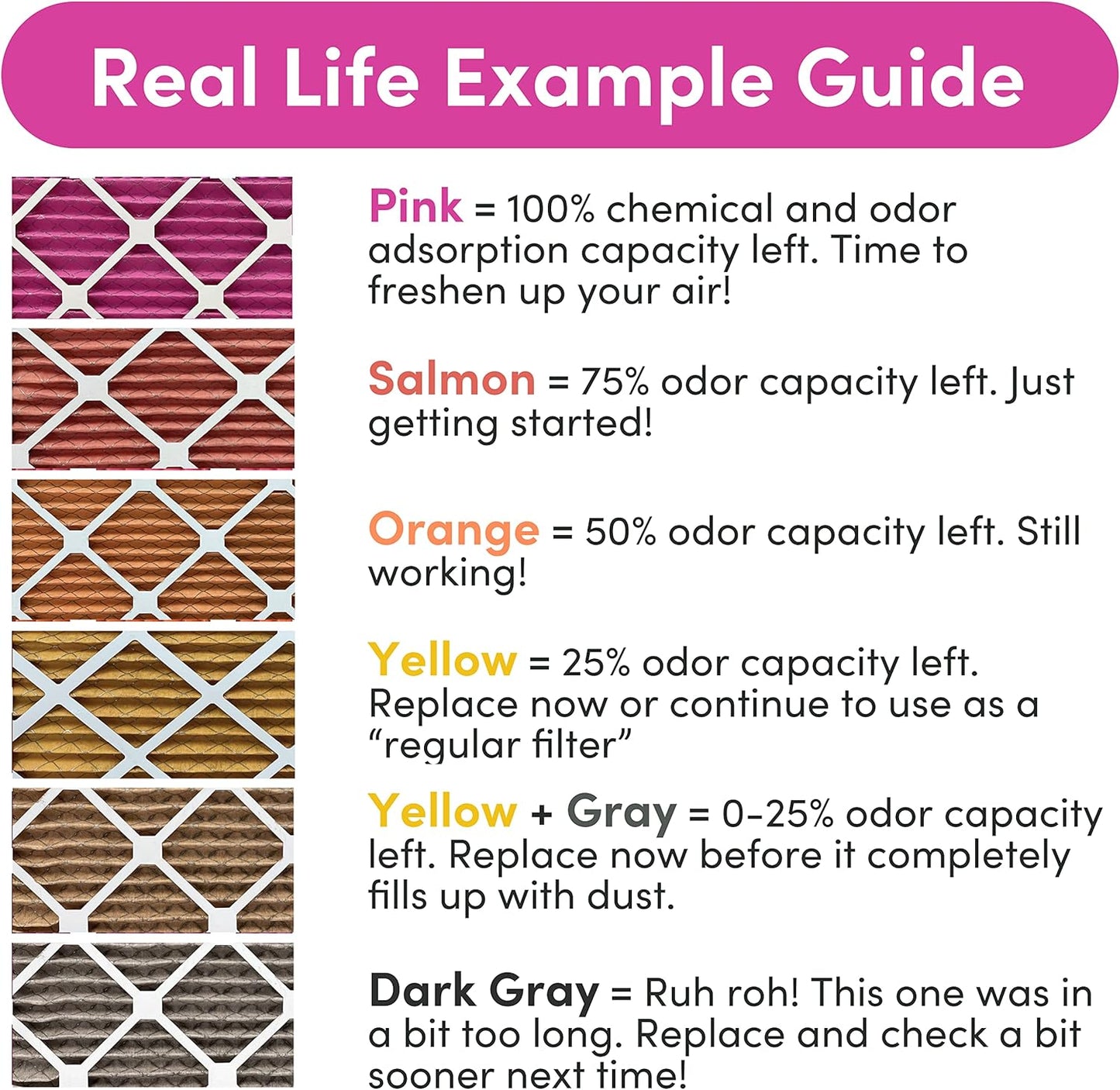 Colorfil 20x25x1 Air Filter (6-Pack) | Made in the USA | Color Changing | Remove Cat and Dog Odor | MERV 8 for Pet Hair Dander and Dust | 19.5"x24.5"x0.75" Exact Size