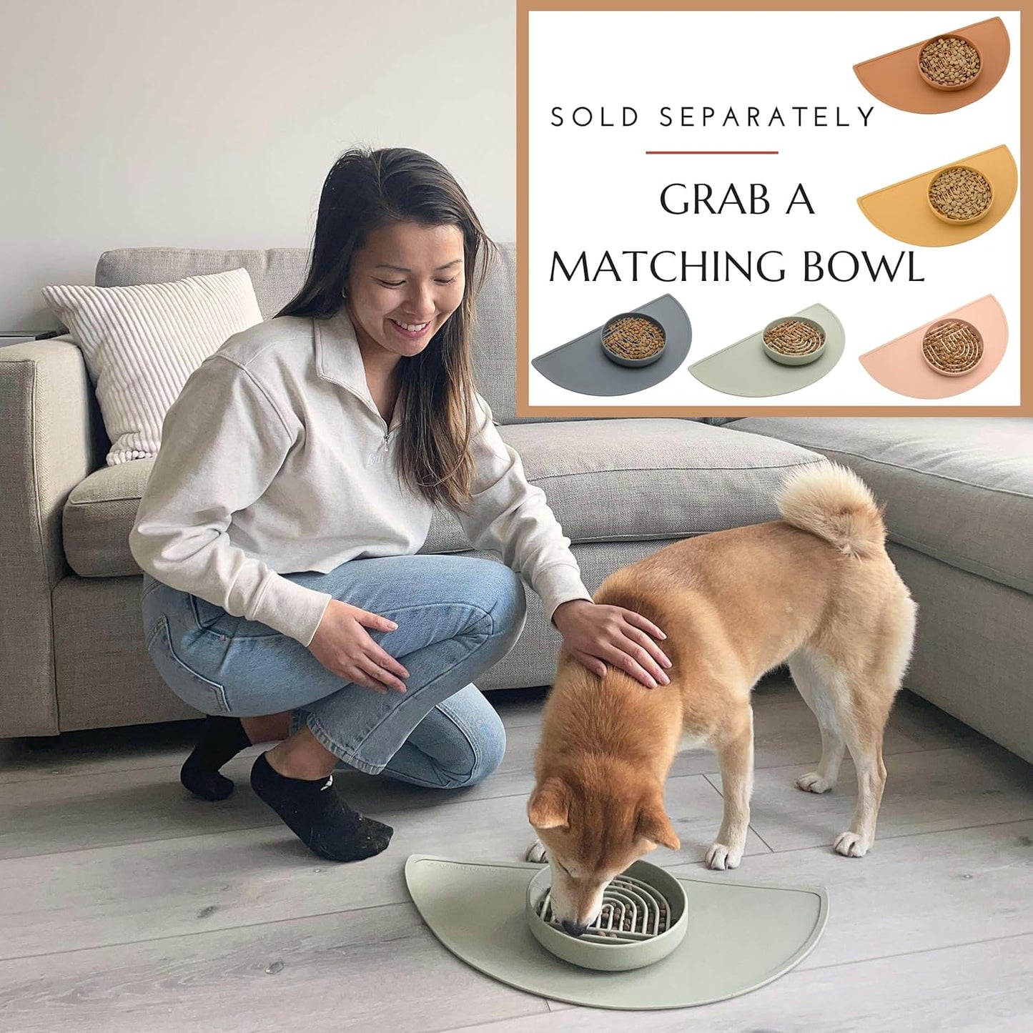Waterproof Silicone Pet Food Mat - Non-Slip, Spill-Proof Feeding Mats for Floors, Raised Edge Design, Easy-to-Clean, Rubber Mat for Dog & Cat Bowls, 28" Across x 14" Deep, Large-Blush