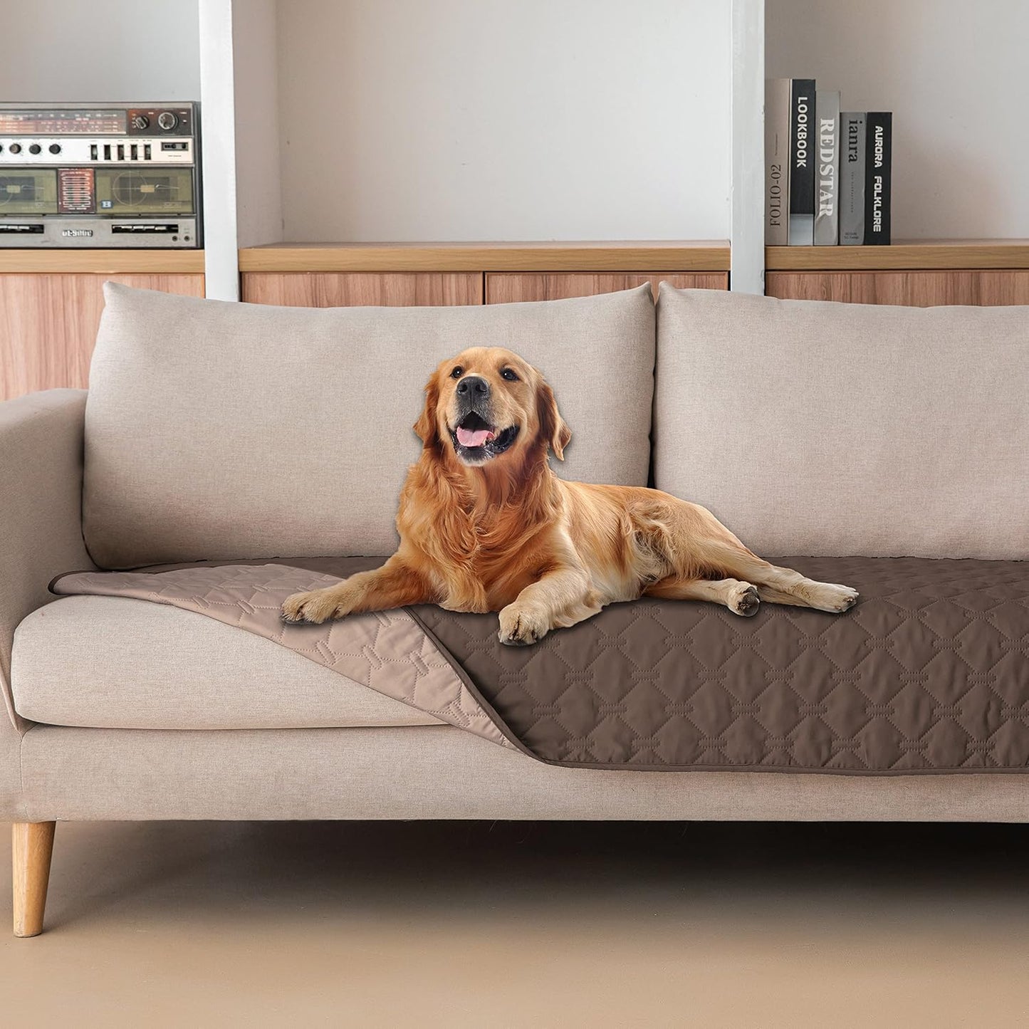 gogobunny 100% Double-Sided Waterproof Dog Bed Cover Pet Blanket Sofa Couch Furniture Protector for Puppy Large Dog Cat, Reversible (30x90 Inch (Pack of 1), Dark Chocolate/Light Chocolate)