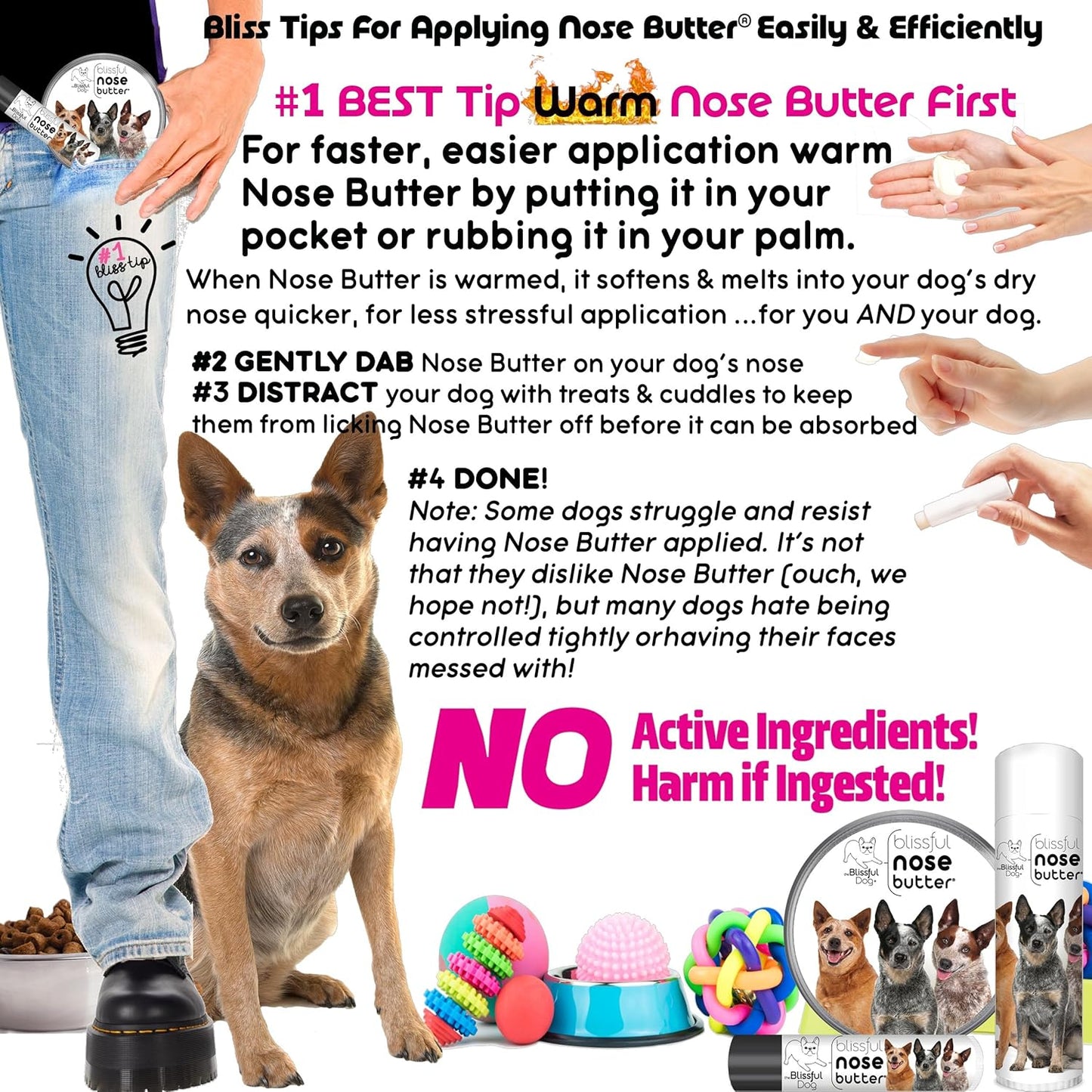 The Blissful Dog Australian Cattle Dog Unscented Nose Butter - Dog Nose Butter, 0.15 Ounce