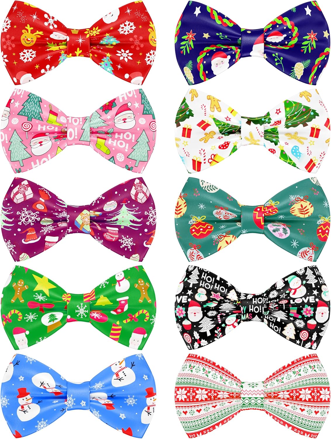 PET SHOW 10 Pack Christmas Big Dog Bow Ties for Large Medium Dogs Sliding Collar Attachments Xmas Tree Bowties Santa Bowknots Holiday Party Pet Grooming Accessories(Large)