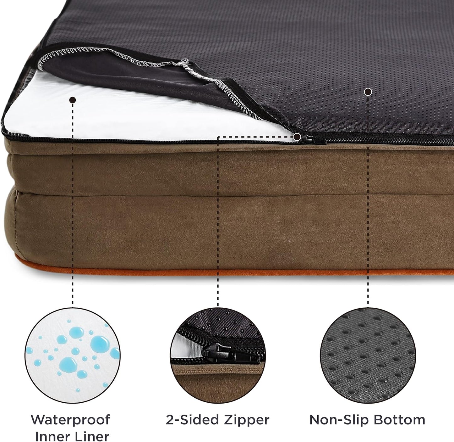 Bedsure Orthopedic Dog Bed for Extra Large Dogs - XL Washable Dog Sofa Beds Large, Supportive Foam Pet Couch Bed with Removable Washable Cover, Waterproof Lining and Nonskid Bottom, Brown